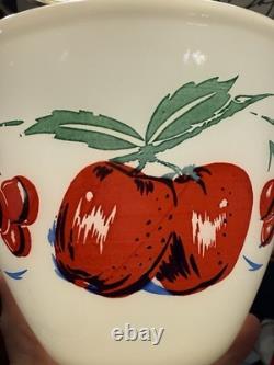 VTG Fire King Apples And Cherries Splash Proof Mixing Bowls Complete Set Of 4