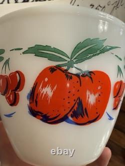 VTG Fire King Apples And Cherries Splash Proof Mixing Bowls Complete Set Of 4