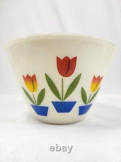 VTG Fire King Tulip Nesting Mixing Bowls Grease Jar Milk Glass Set of 4 Anchor