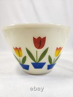 VTG Fire King Tulip Nesting Mixing Bowls Grease Jar Milk Glass Set of 4 Anchor