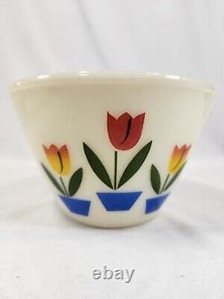 VTG Fire King Tulip Nesting Mixing Bowls Grease Jar Milk Glass Set of 4 Anchor