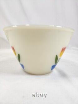 VTG Fire King Tulip Nesting Mixing Bowls Grease Jar Milk Glass Set of 4 Anchor