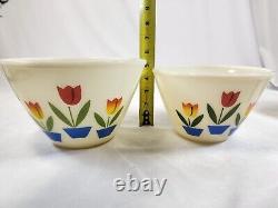 VTG Fire King Tulip Nesting Mixing Bowls Grease Jar Milk Glass Set of 4 Anchor