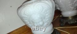 VTG Gone With The Wind White milk glass cherub lamps set of 2