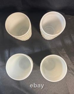 VTG Hobnail Milk Glass Pitcher and 9 Glasses Anchor Hocking MCM