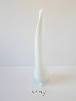 VTG LE Smith White Milk Glass Swung Stretch Footed Hobnail Vase 14.5 Tall 3 Toe