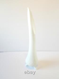 VTG LE Smith White Milk Glass Swung Stretch Footed Hobnail Vase 14.5 Tall 3 Toe