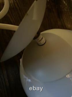 VTG MCM 12 WHITE MILK GLASS GLOBE ORB HANGING CEILING Fixture Light Lamp