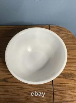 VTG McKee Milk Glass Blue Snowflake Tom & Jerry Punch Bowl Beaded Edge & Cups