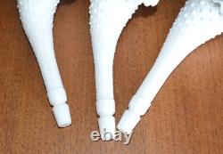 VTG Milk Glass FENTON Diamond Hobnail Vase Serving Dish (4 pce.) Fluted Epergne