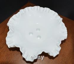 VTG Milk Glass FENTON Diamond Hobnail Vase Serving Dish (4 pce.) Fluted Epergne