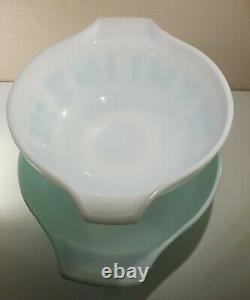 VTG PYREX AMISH BUTTERPRINT Cinderella Nesting Bowl Set Turquoise/White 444,443