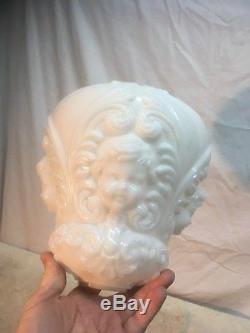VTG Parlor White Milk Glass Lamp Shade Victorian Cherub Angel Face