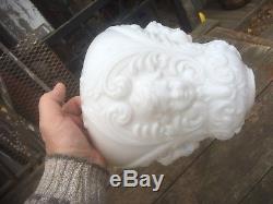 VTG Parlor White Milk Glass Lamp Shade Victorian Cherub Angel Face