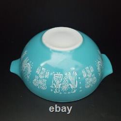 VTG Pyrex Amish Butterprint Turquoise Blue/White Cinderella Bowls Set of 4