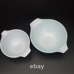 VTG Pyrex Amish Butterprint Turquoise Blue/White Cinderella Bowls Set of 4