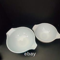 VTG Pyrex Amish Butterprint Turquoise Blue/White Cinderella Bowls Set of 4