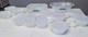 Vtg Set Of 20 Anchor Hocking Fire-king Blue Floral Milk Glass Usa Casserole Cups