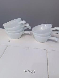 VTG Set of 20 Anchor Hocking Fire-King Blue Floral Milk Glass USA Casserole Cups