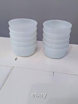 VTG Set of 20 Anchor Hocking Fire-King Blue Floral Milk Glass USA Casserole Cups