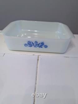 VTG Set of 20 Anchor Hocking Fire-King Blue Floral Milk Glass USA Casserole Cups