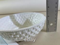 VTG Tiffany Weave Coupe Cereal 6 Bowl Milk Glass Ireland Charity DS75