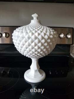 VTG Westmoreland Milk Glass Large 14 Grandfather Sawtooth Compote W Lid EUC