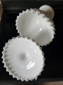 VTG Westmoreland Milk Glass Large 14 Grandfather Sawtooth Compote W Lid EUC
