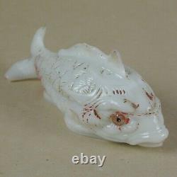 Vallerysthal Milk Glass Fish White Lidded Glass Box