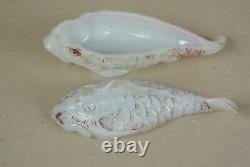 Vallerysthal Milk Glass Fish White Lidded Glass Box