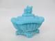 Vallerysthal Squirrel Blue Milk Glass Candy Dish