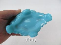 Vallerysthal Squirrel Blue Milk Glass Candy Dish