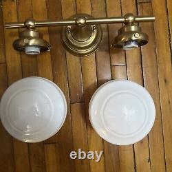 Vaxcel Huntley Farmhouse Bathroom Vanity Light White Milk Glass And Brass