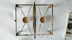 Very RARE Georges Briard MCM milk glass casserole dishes w metal warming stand