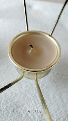 Very RARE Georges Briard MCM milk glass casserole dishes w metal warming stand