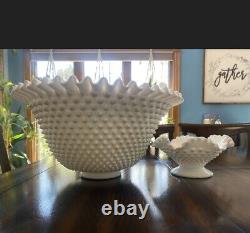 Very Rare Fenton Milk Glass Hobnail Punch Bowl