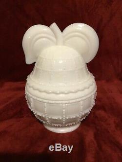 Very Rare Imperial Milk Glass #710 Beaded Block Pear Shaped Covered Candy Dish