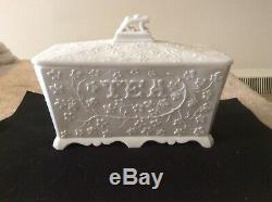 Very Rare Victorian Pressed White Opaline /Milk Glass Tea Caddy c1880 -Sowerby
