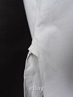 Victorian 19th C Mens White Linen Shirt W Milk Glass Button Closure