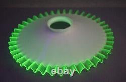 Victorian White Milk Opaline Vaseline Uranium Glass Skirted Edge Lamp Shade Disc