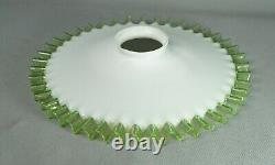 Victorian White Milk Opaline Vaseline Uranium Glass Skirted Edge Lamp Shade Disc