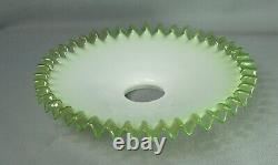 Victorian White Milk Opaline Vaseline Uranium Glass Skirted Edge Lamp Shade Disc