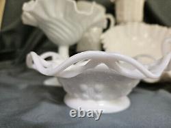 Vintage 10 Pc Milk Glass Assortment MCM Cottagecore Wedding Decor