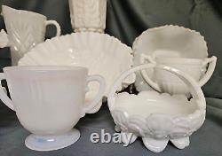 Vintage 10 Pc Milk Glass Assortment MCM Cottagecore Wedding Decor
