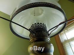 Vintage 10White Milk Glass Paneled Shade Hanging Hurricane Swag Lamp 2 Lights