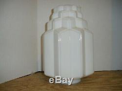 Vintage 12Tall White Milk Glass Art Deco 4 Tier Skyscraper Pendant Light Globe