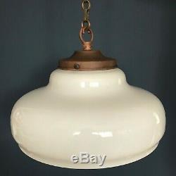 Vintage 13.5 White Opaline Milk Glass Pendant Ceiling Light Lamp Shade
