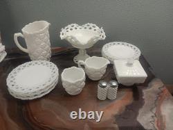 Vintage 13pc Milk Glass Set