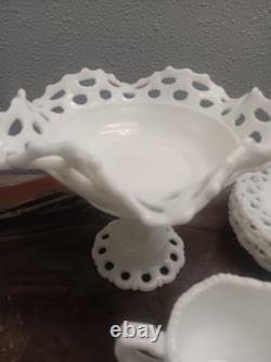 Vintage 13pc Milk Glass Set