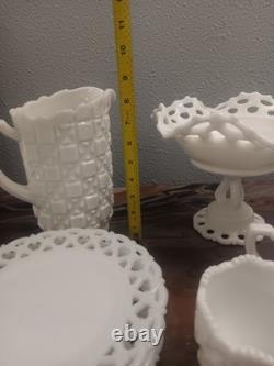 Vintage 13pc Milk Glass Set